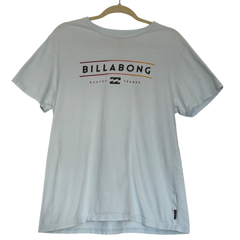Billabong Tailored Fit Large Light Blue Graphic Logo‎ T Shirt